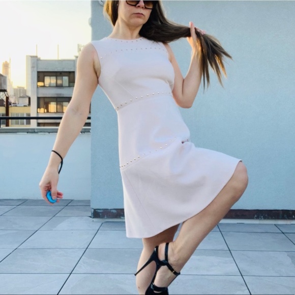 Kate Spade Rose Gold Studs Blush Pink A-Line Dress - Picture 13 of 15